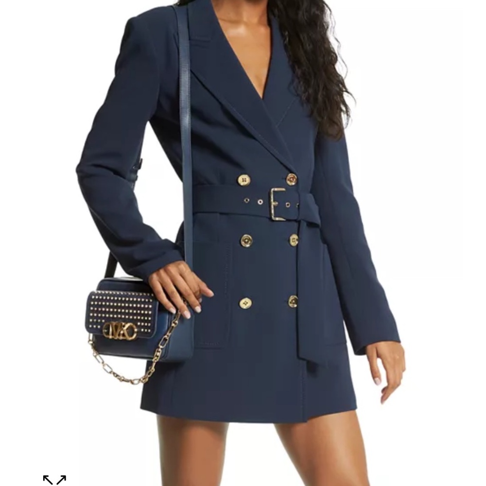 Michael Kors New Belted Crepe Blazer Dress - Picture 3 of 4